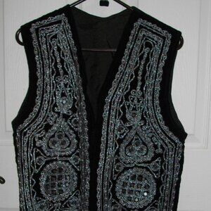 Women's custom, unique vest, silver detail, large.